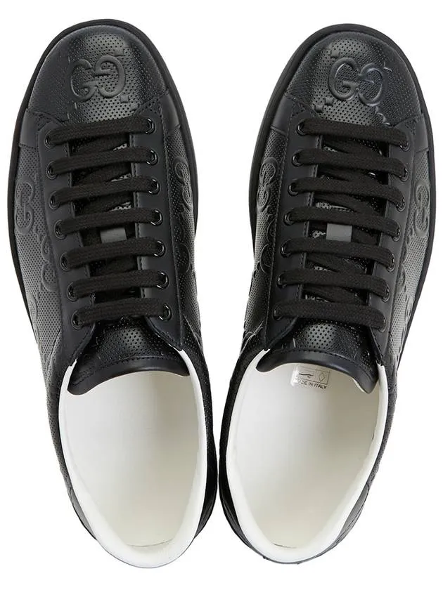 Ace GG Embossed Leather Low Top Sneakers Black