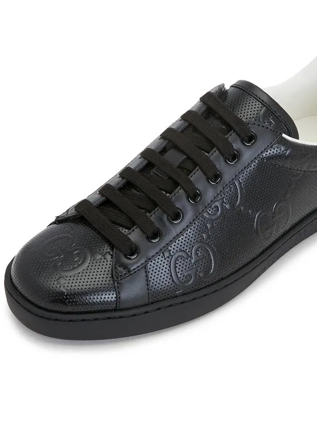 Ace GG Embossed Leather Low Top Sneakers Black