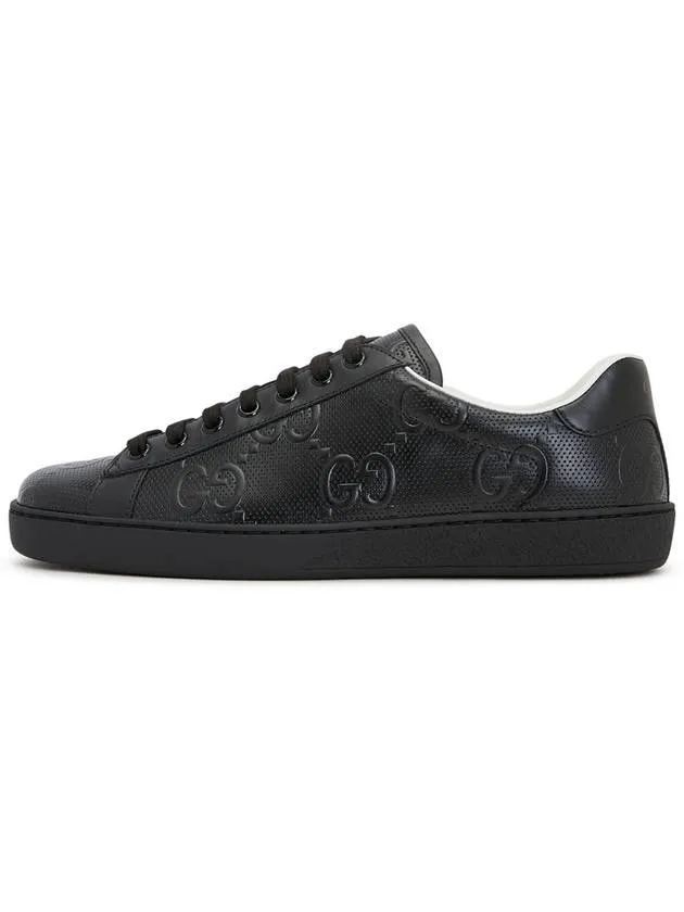 Ace GG Embossed Leather Low Top Sneakers Black