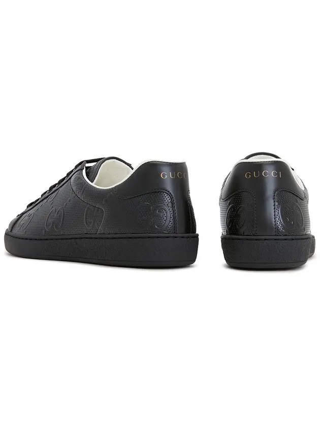 Ace GG Embossed Leather Low Top Sneakers Black