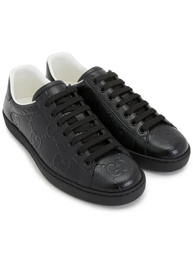 Ace GG Embossed Leather Low Top Sneakers Black