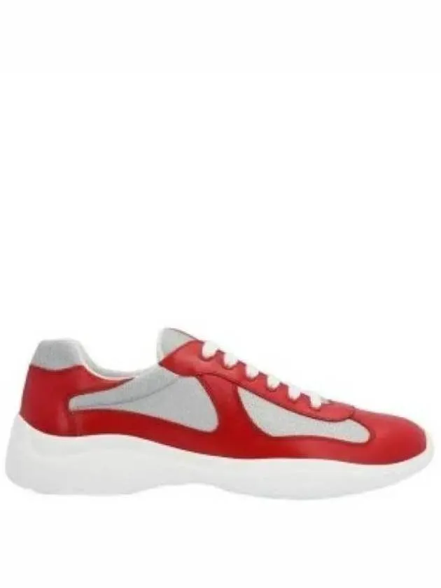 America's Cup Leather Low Top Sneakers Silver Red