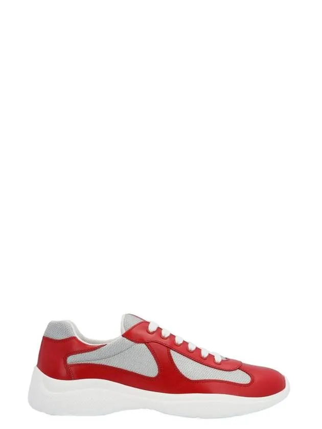 America's Cup Leather Low Top Sneakers Silver Red