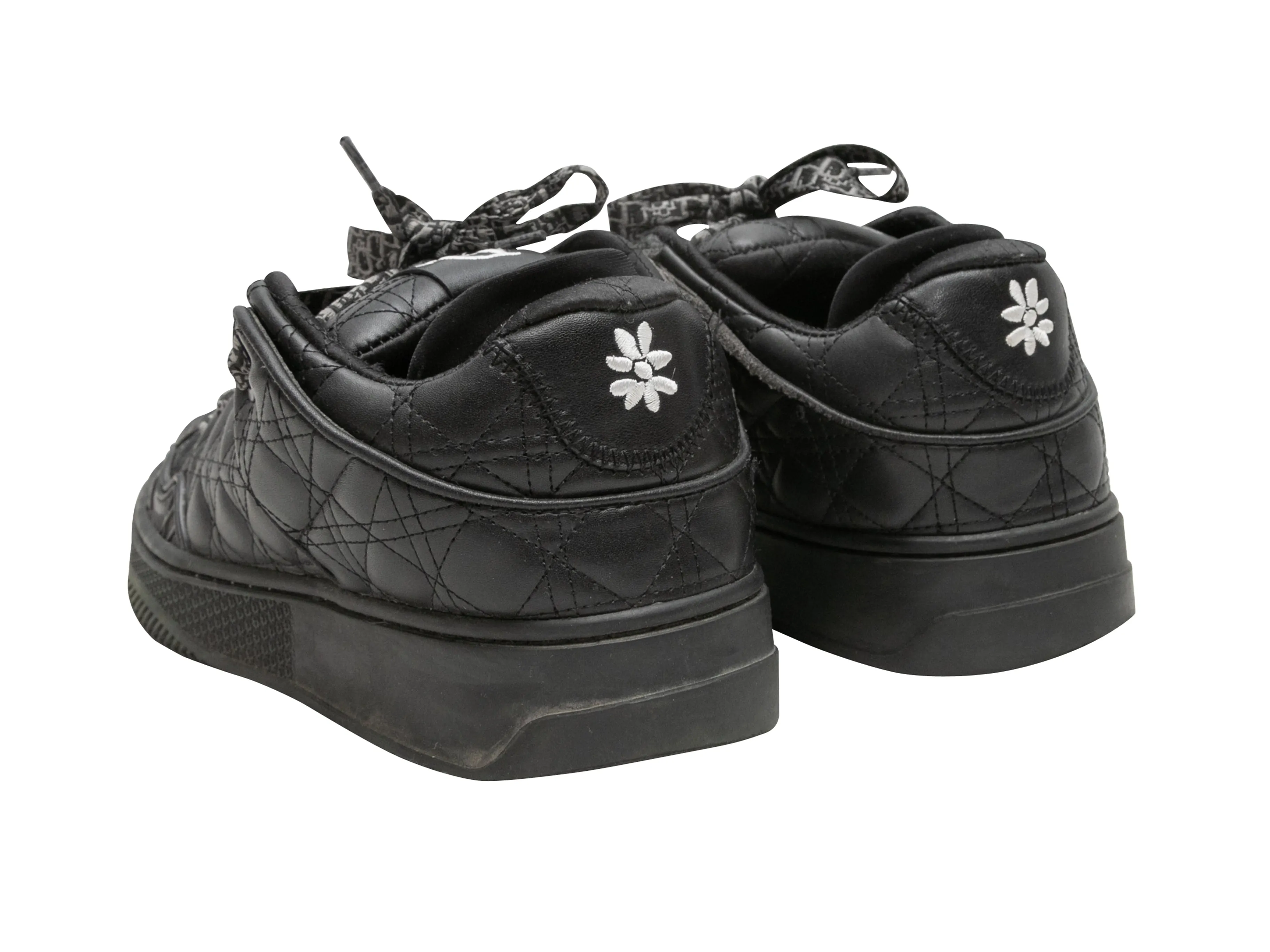 Black Christian Dior Cannage Leather Low-Top Sneakers Size 37