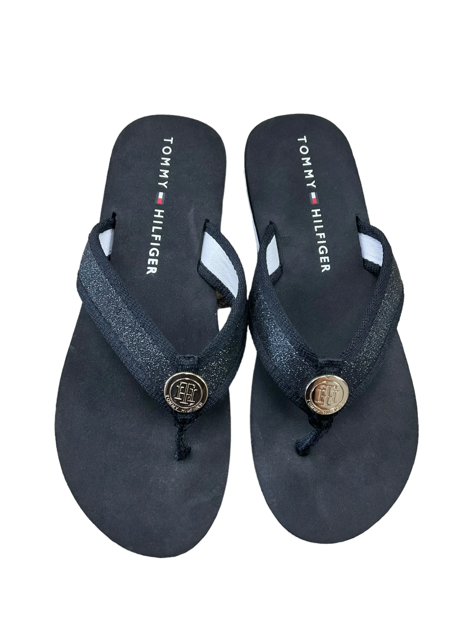 Black Sandals Flip Flops Tommy Hilfiger, Size 8.5