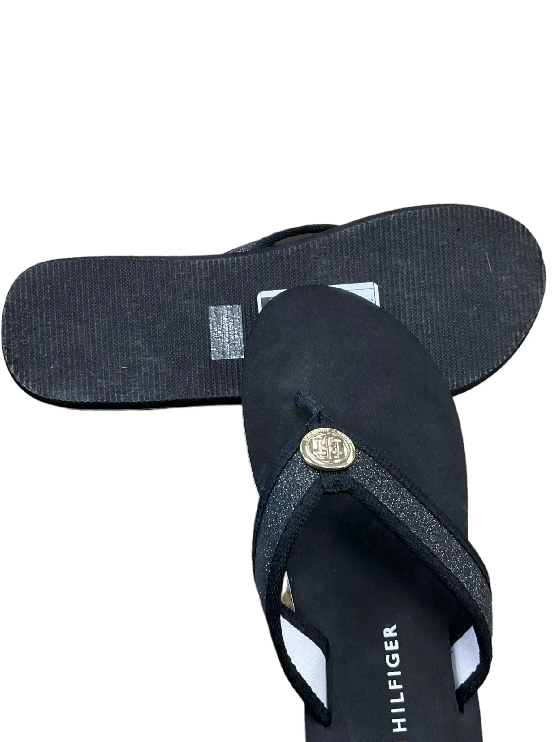 Black Sandals Flip Flops Tommy Hilfiger, Size 8.5