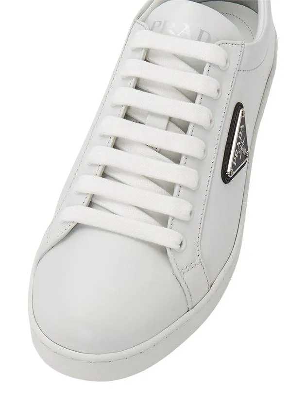 Brushed Leather Low Top Sneakers White Black