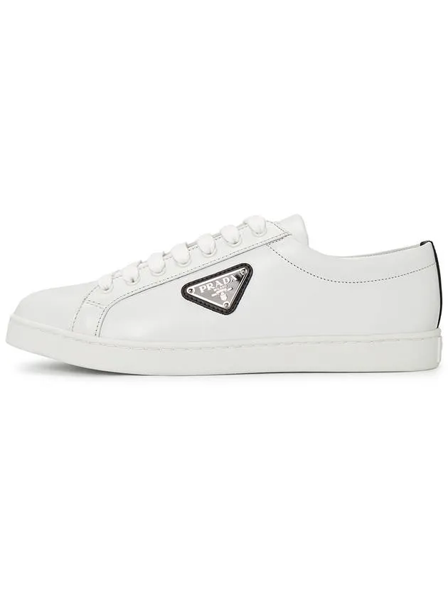 Brushed Leather Low Top Sneakers White Black