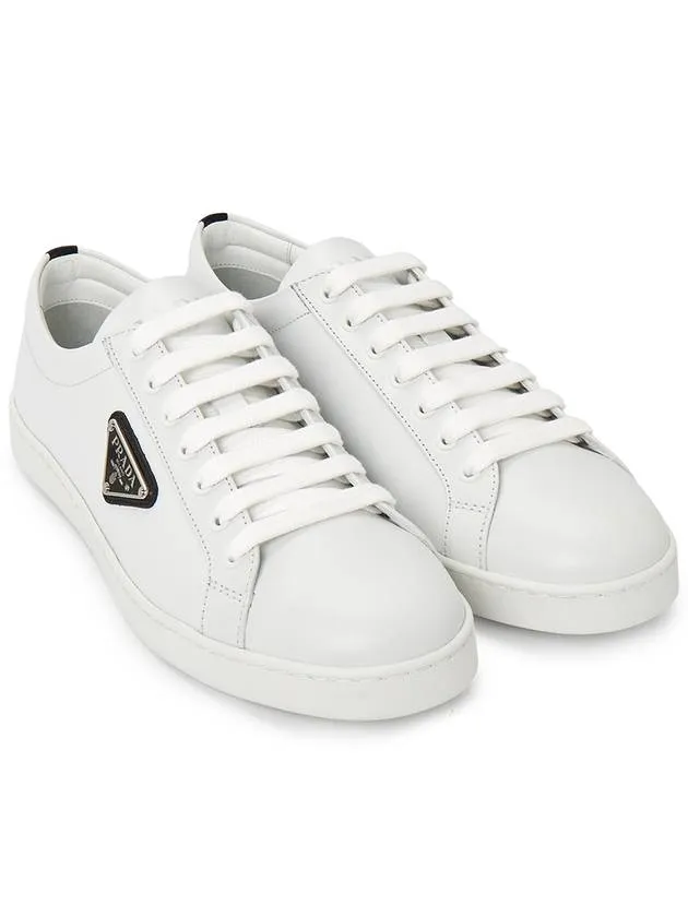 Brushed Leather Low Top Sneakers White Black