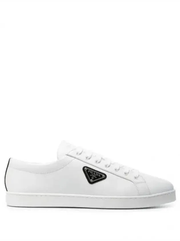 Brushed Leather Sneakers White Black