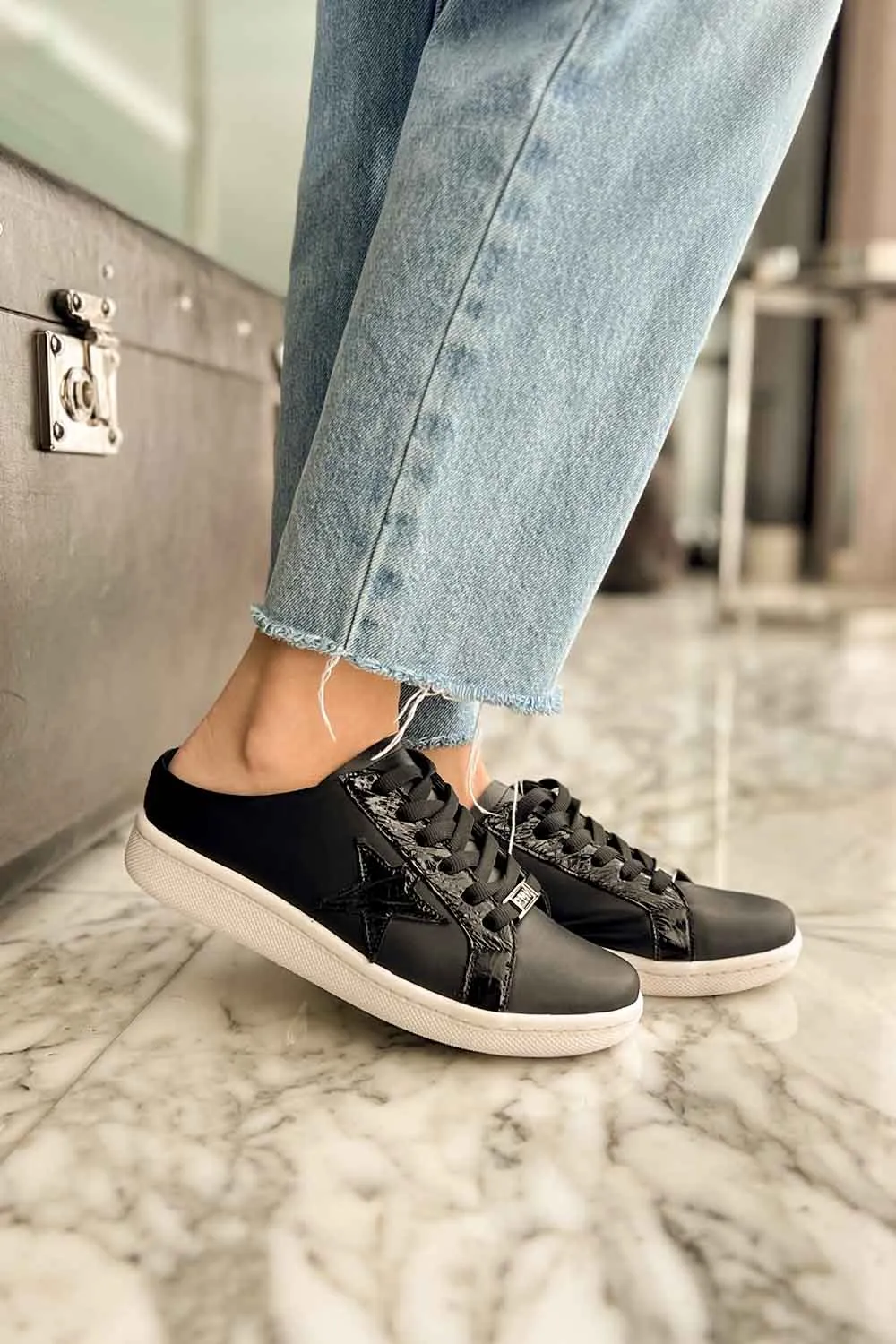 CB Star Mule Sneakers - Black Star/Black