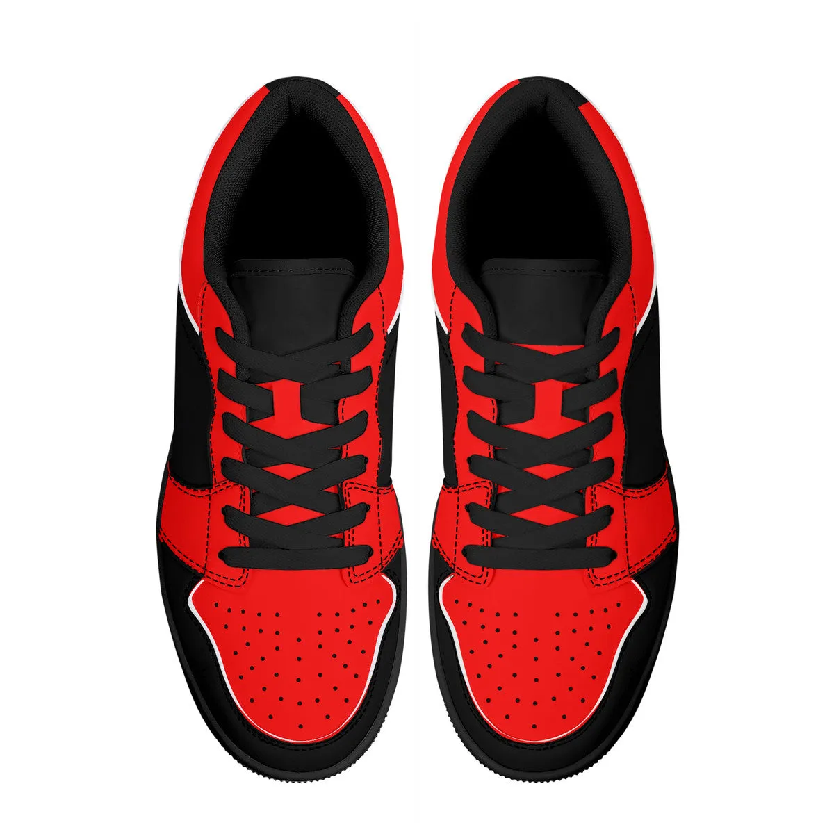 DCYG 4G's Black & Red, Black Sole Low-Top Leather Sneakers