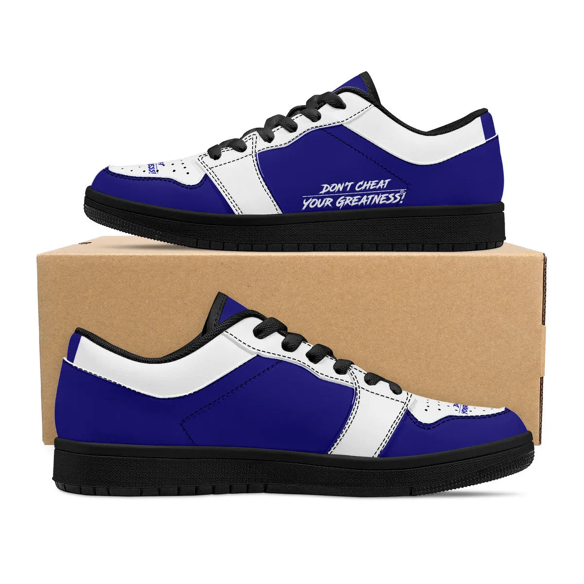 DCYG Blue & White, Black Sole Low-Top Leather Sneakers