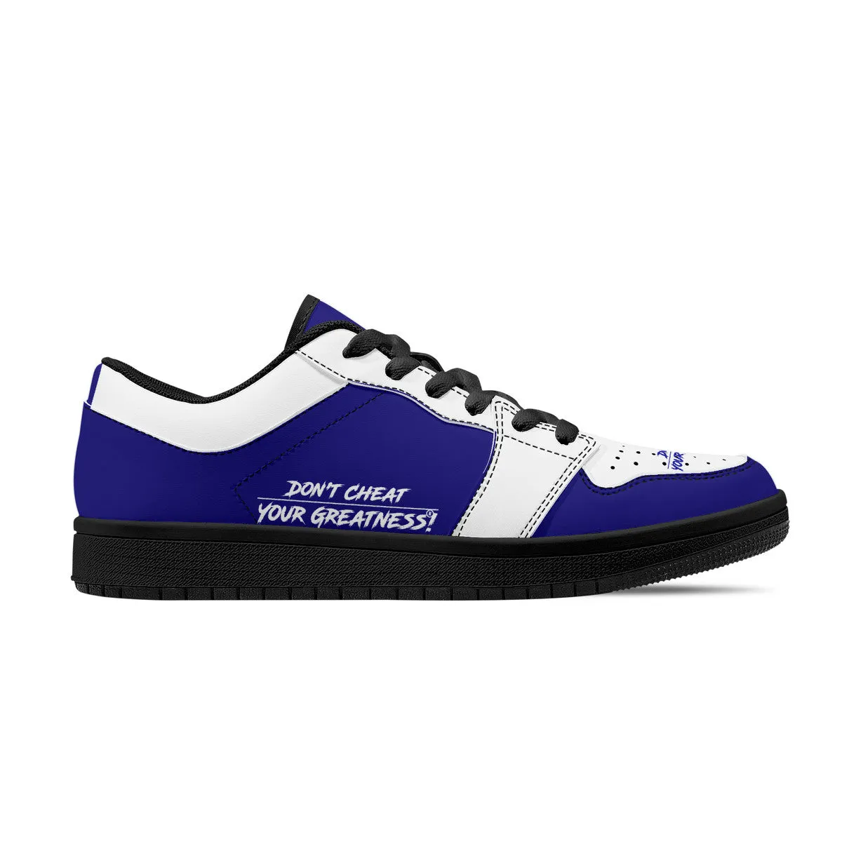 DCYG Blue & White, Black Sole Low-Top Leather Sneakers