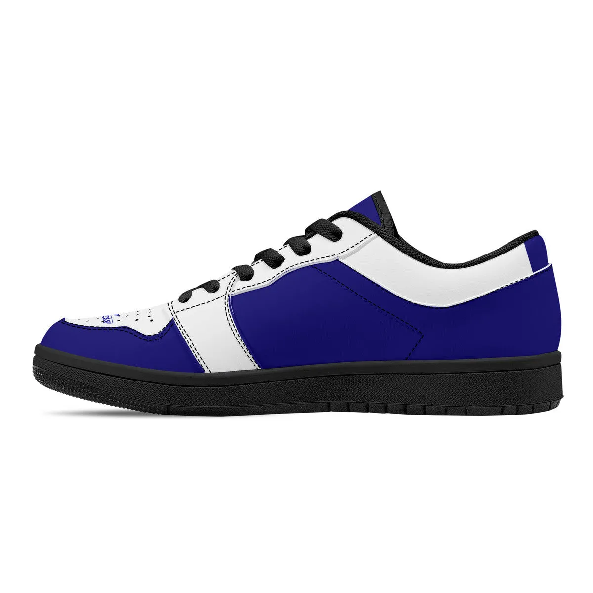 DCYG Blue & White, Black Sole Low-Top Leather Sneakers