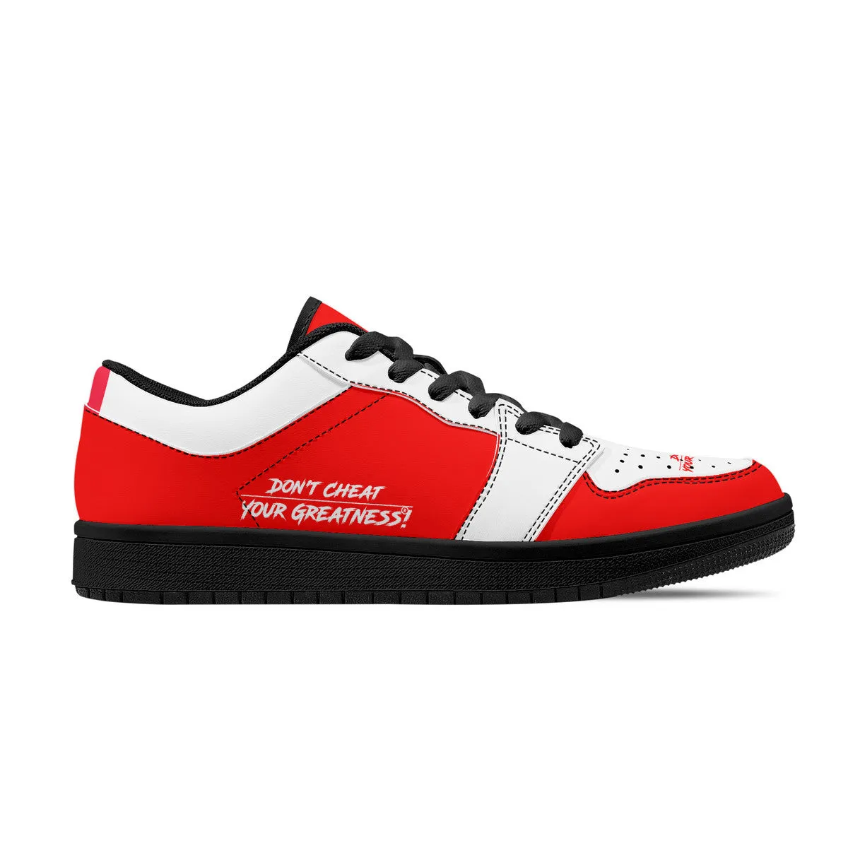 DCYG G4's Red & White, Black Sole Low-Top Leather Sneakers