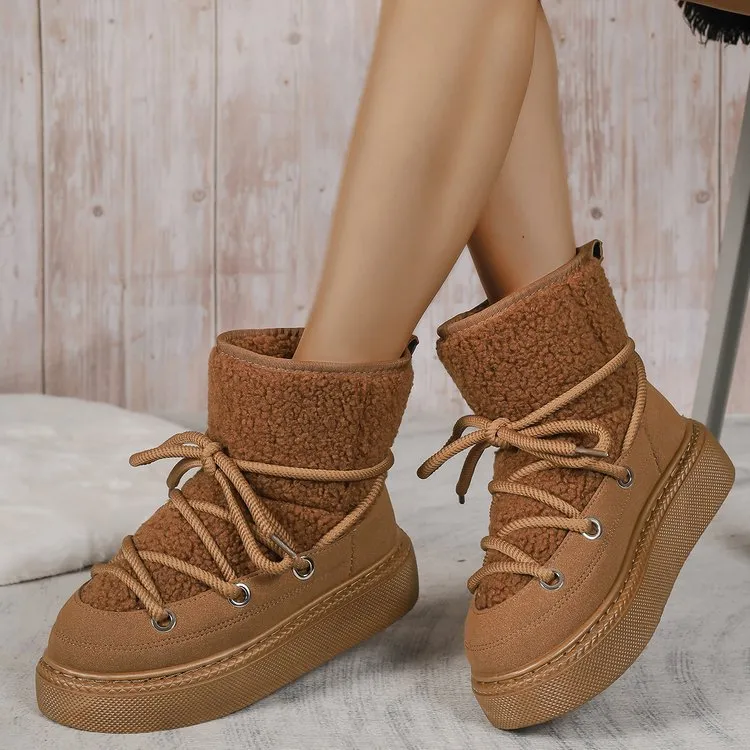 elveswallet Polar suede cross strap snow boots