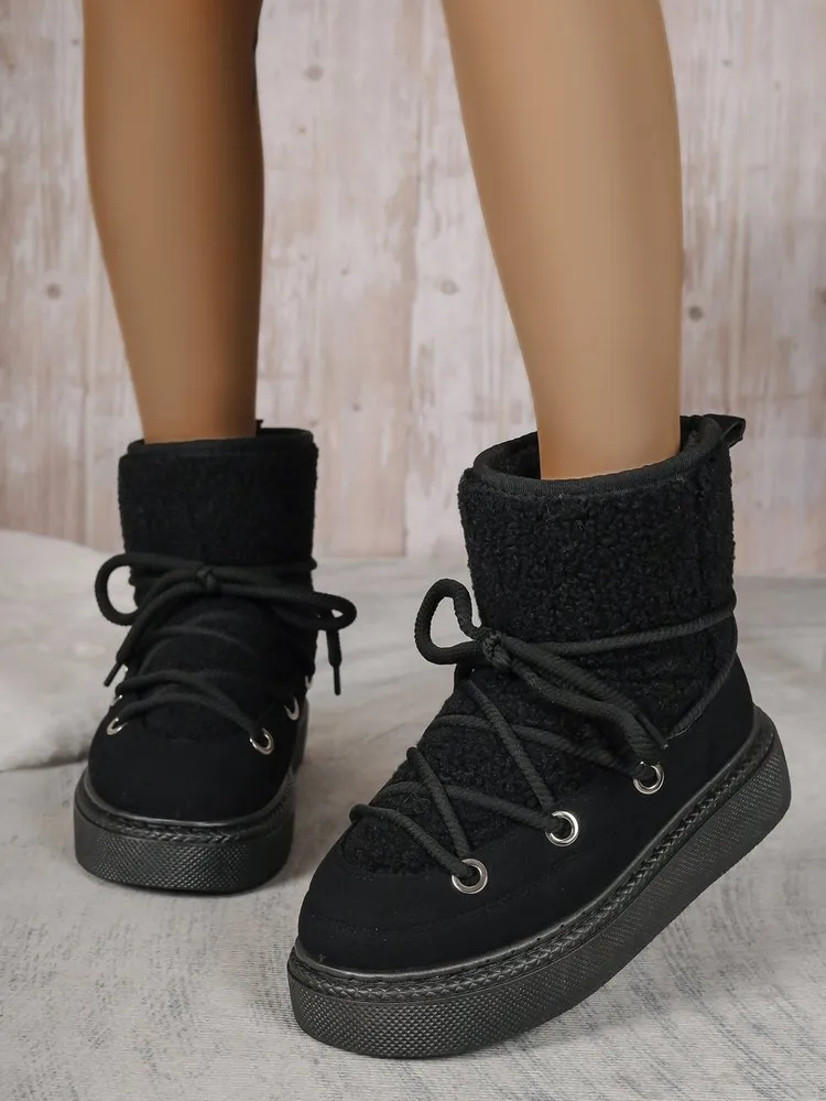 elveswallet Polar suede cross strap snow boots