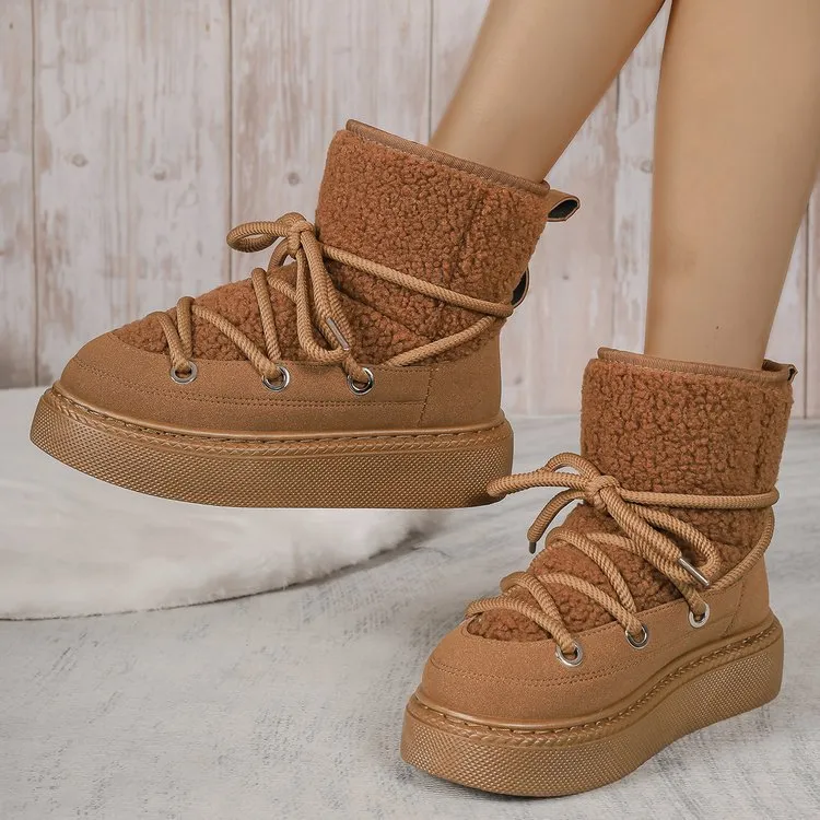 elveswallet Polar suede cross strap snow boots