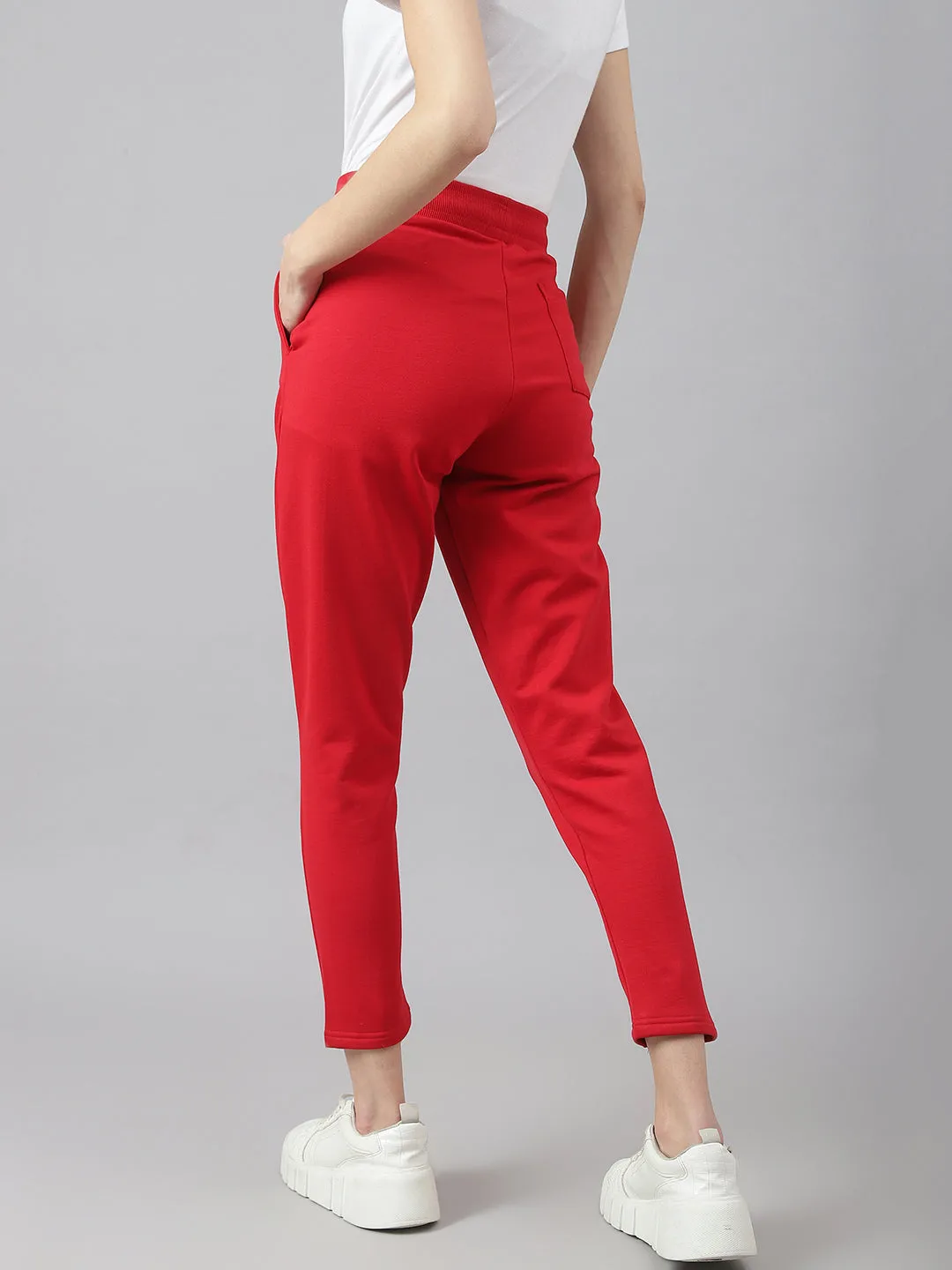 Fitkin Women Red Straight Fit Fleece Pants