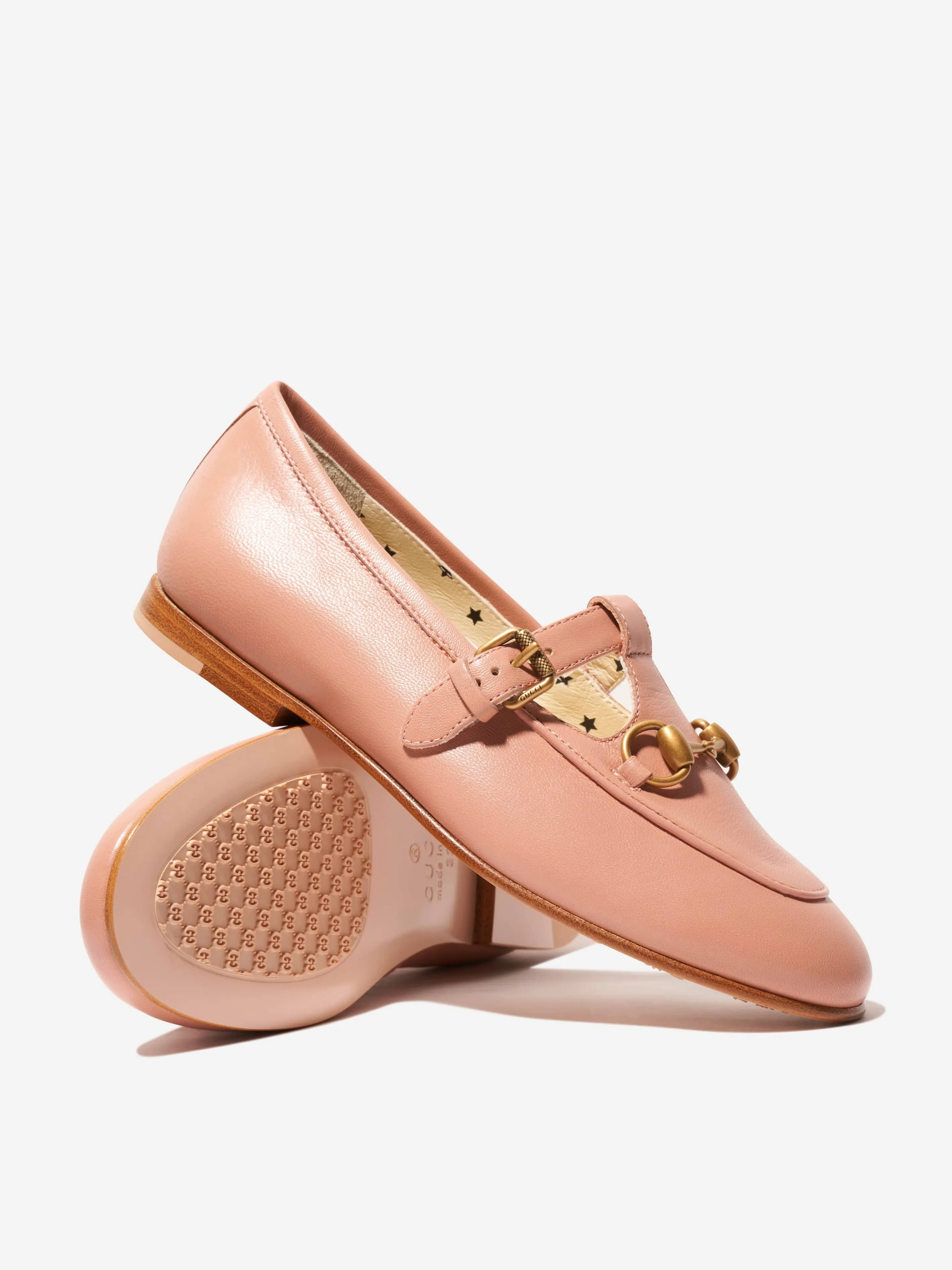 Gucci Girls Leather Horsebit Loafers