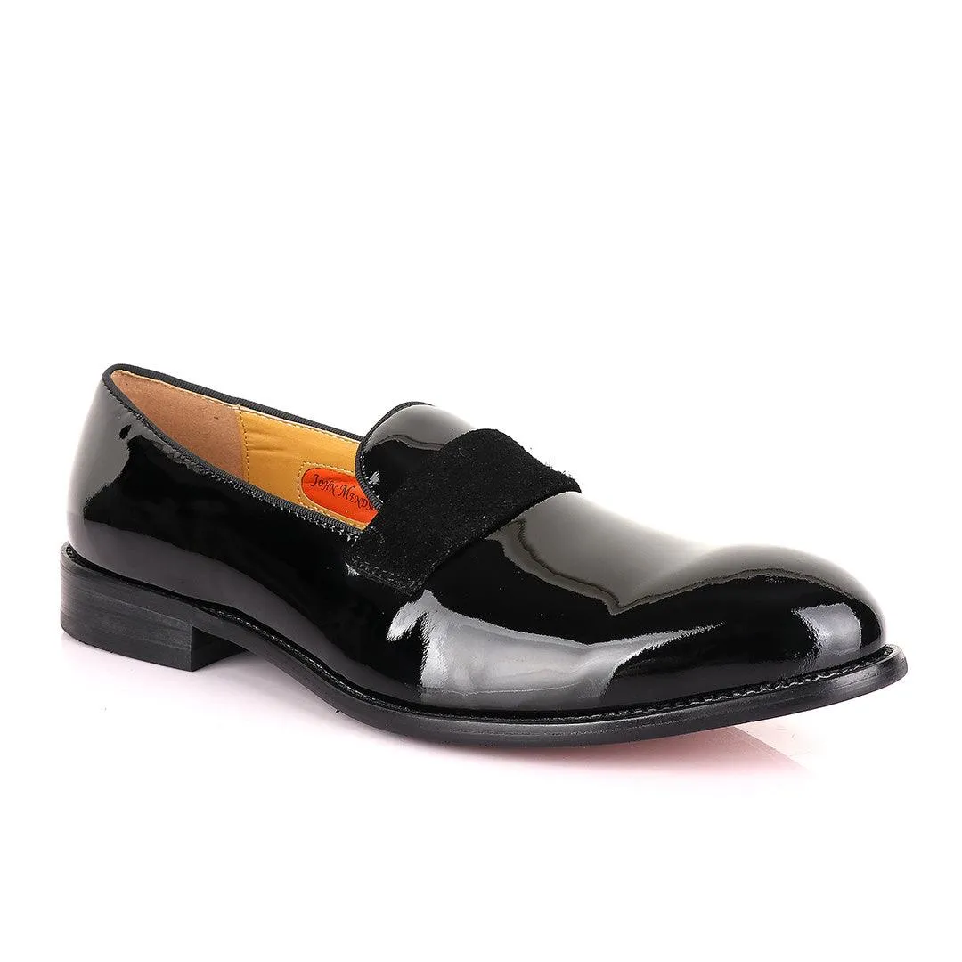 John Mendson Patent Wetlips Black Tape Loafers Shoe