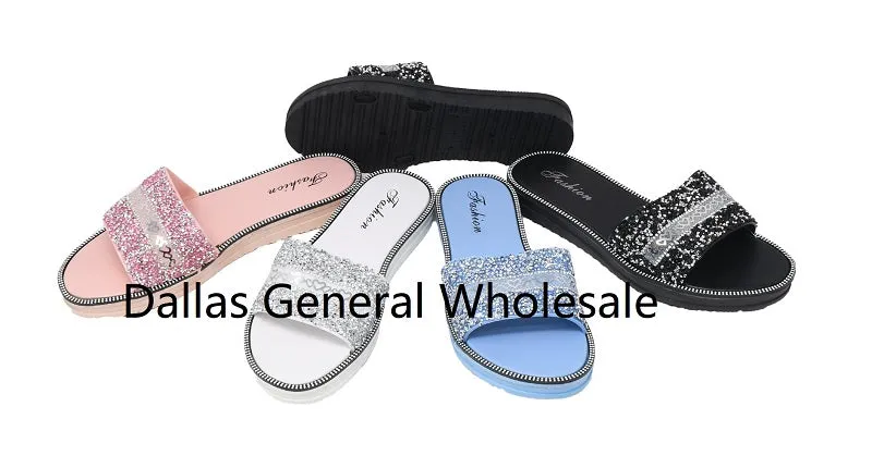 Ladies Bling Bling Slide On Sandals Wholesale