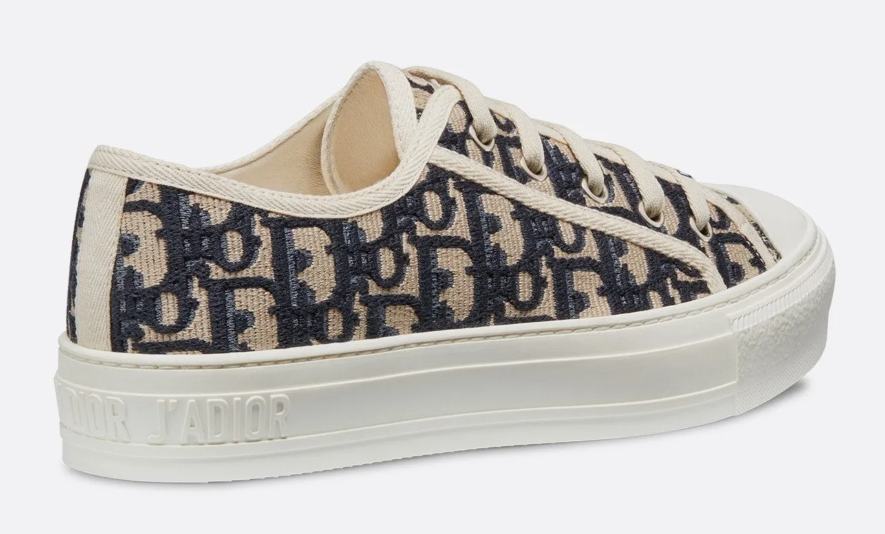 Logo Sneaker in Oblique Embroidered Canvas, Blue