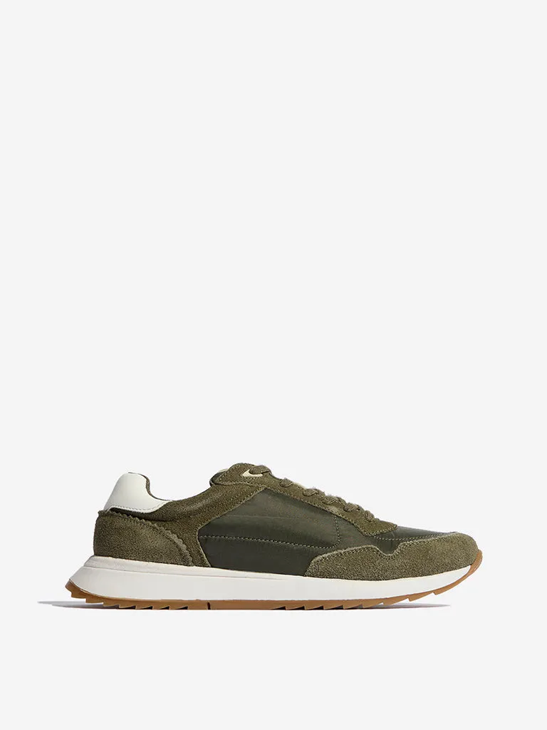 LUNA BLU Olive Suede Lace-Up Sneakers