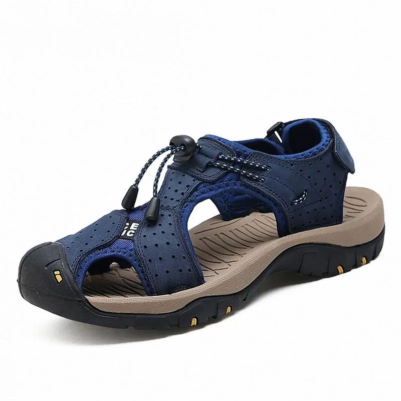 Men's Summer Genuine Leather Flat Sandals