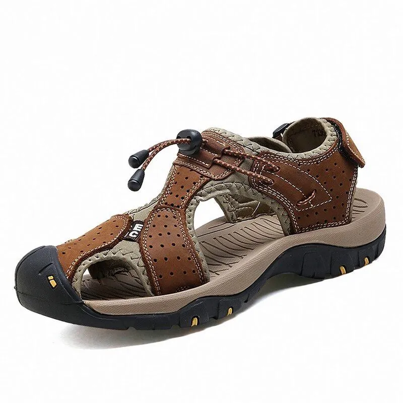 Men's Summer Genuine Leather Flat Sandals