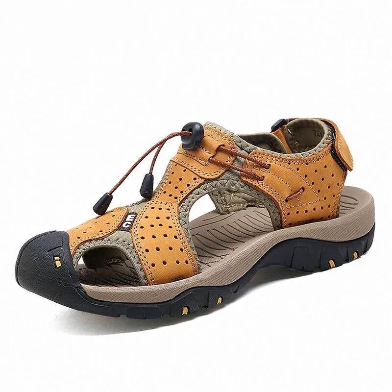 Men's Summer Genuine Leather Flat Sandals