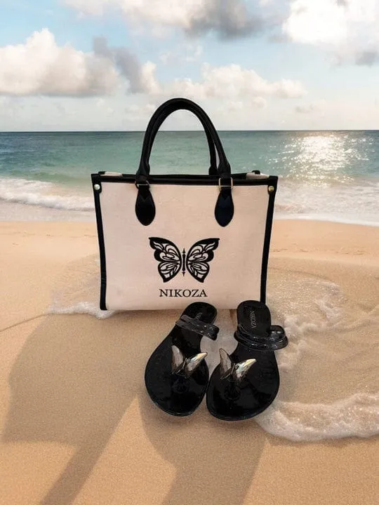 Nina Black Gel Beach Sandal Flip Flop By Nikoza Collection