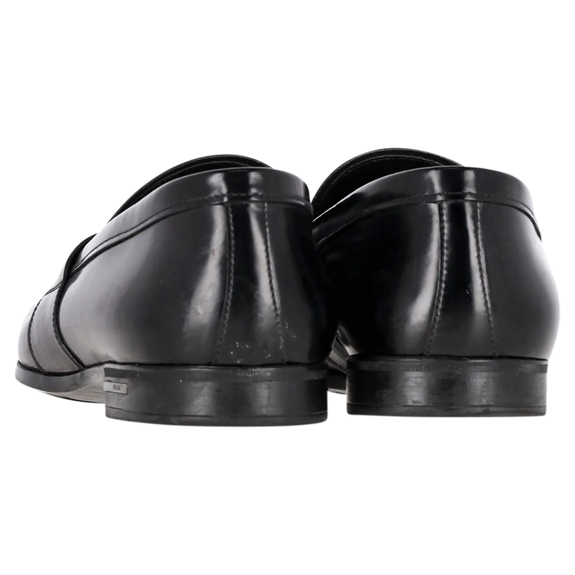 Prada Logo Slip-On Loafers in Black Leather