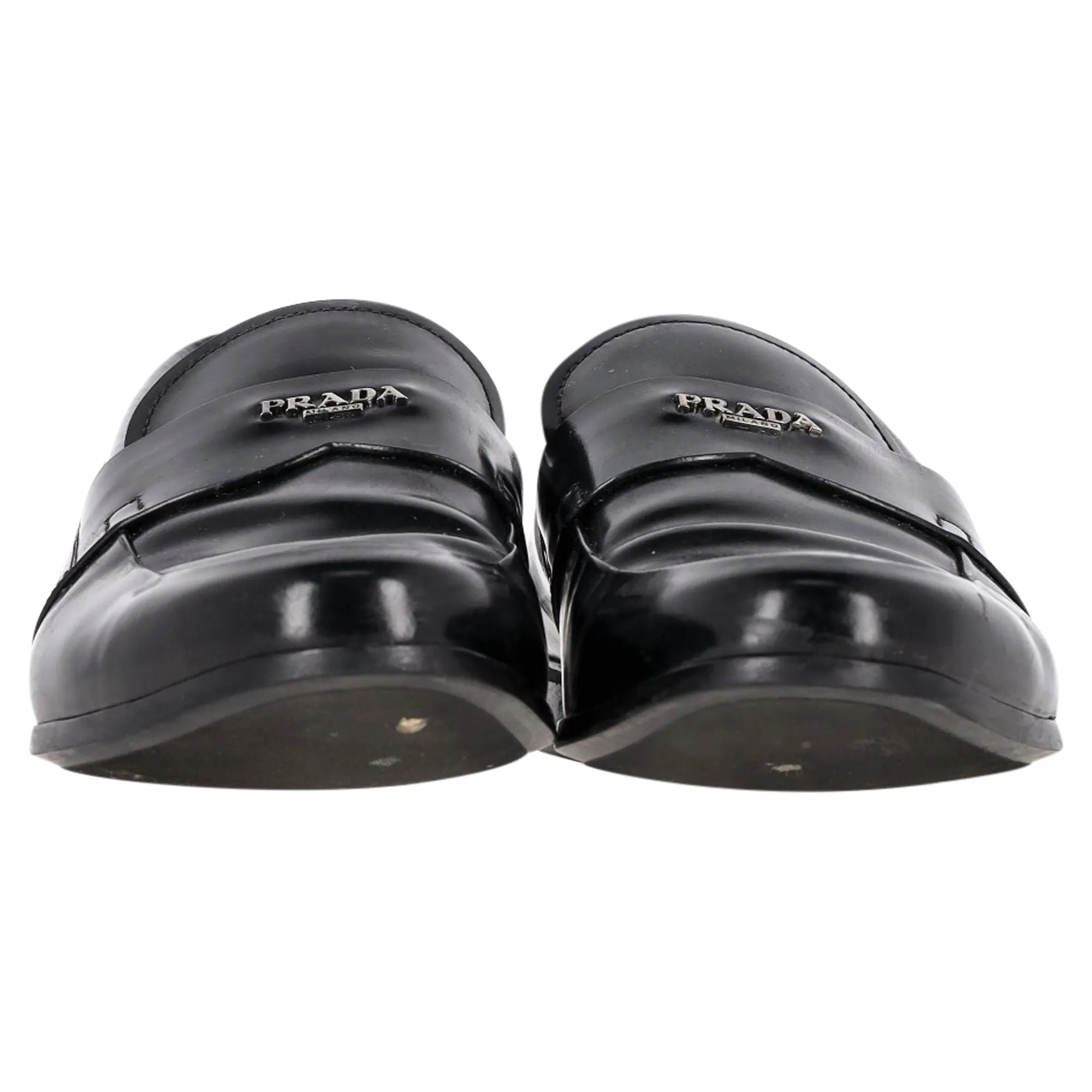 Prada Logo Slip-On Loafers in Black Leather