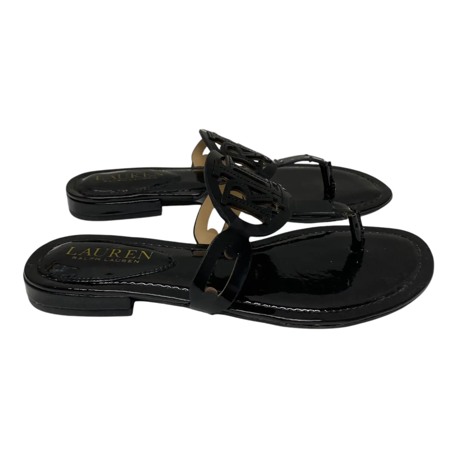 Sandals Flip Flops By Lauren By Ralph Lauren In Black, Size:5.5