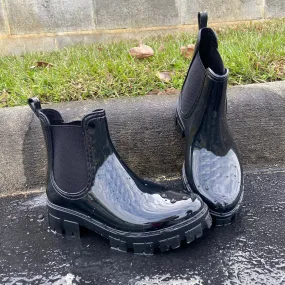 Snow Black Patent Rain Boots