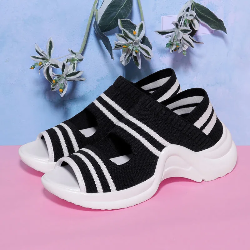 Summer Breathable Mesh Sport Platform Sandals