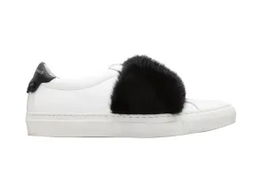 White & Black Givenchy Low-Top Mink-Trimmed Sneakers Size 36