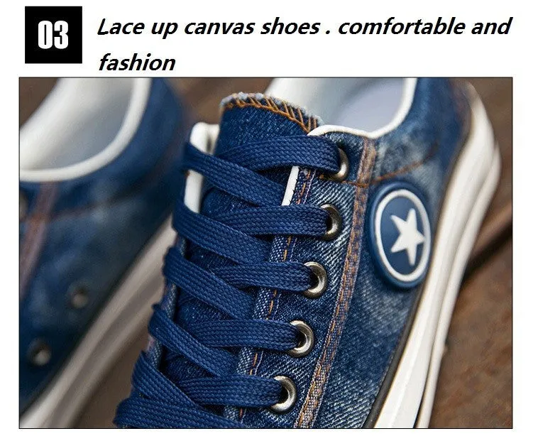 Women Denim Casual Lace Up Canvas Shoes